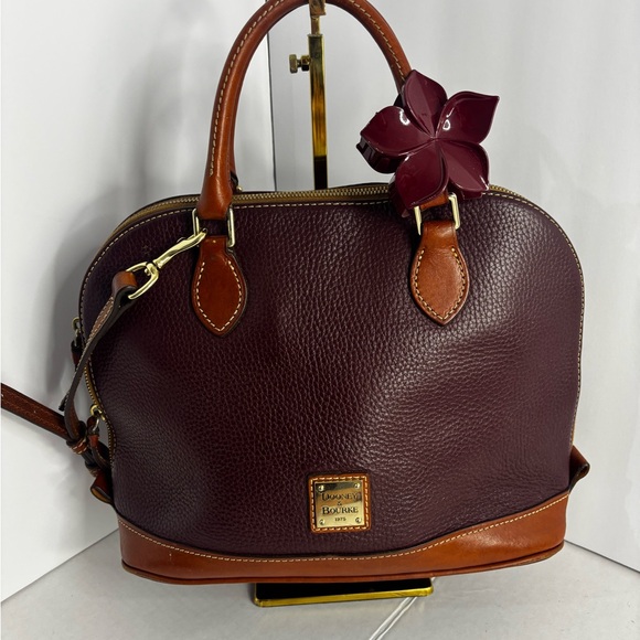 Dooney & Bourke Handbags - Dooney & Bourke Maroon and Tan Leather Satchel